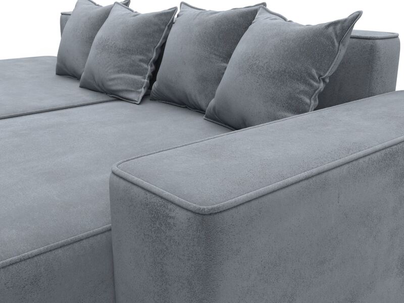 Диван угловой Лига-079 угол правый, Велюр, TOWER 10 серый