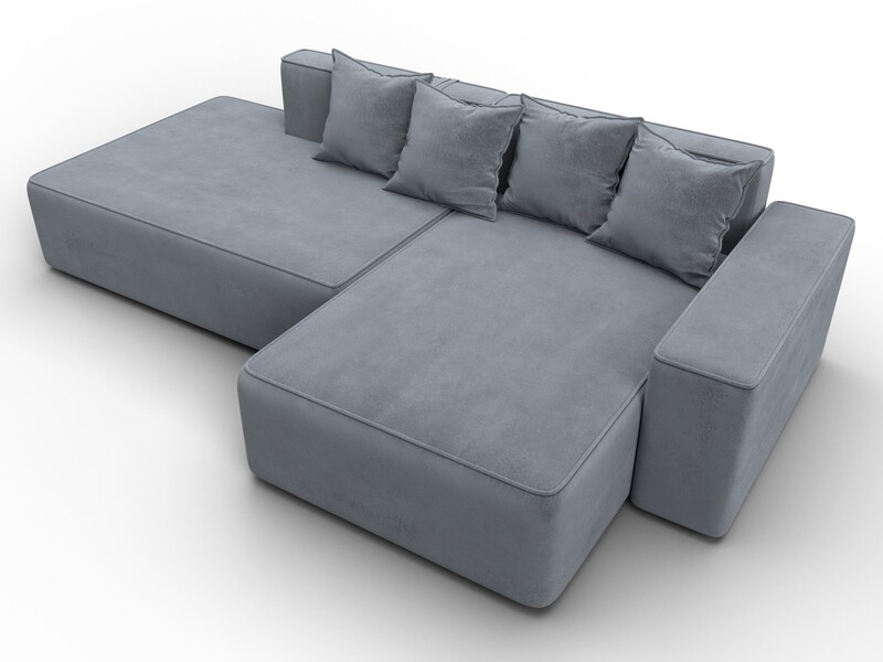 Диван угловой Лига-079 угол правый, Велюр, TOWER 10 серый