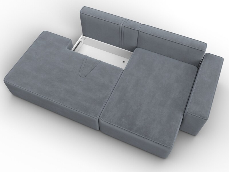 Диван угловой Лига-079 угол правый, Велюр, TOWER 10 серый