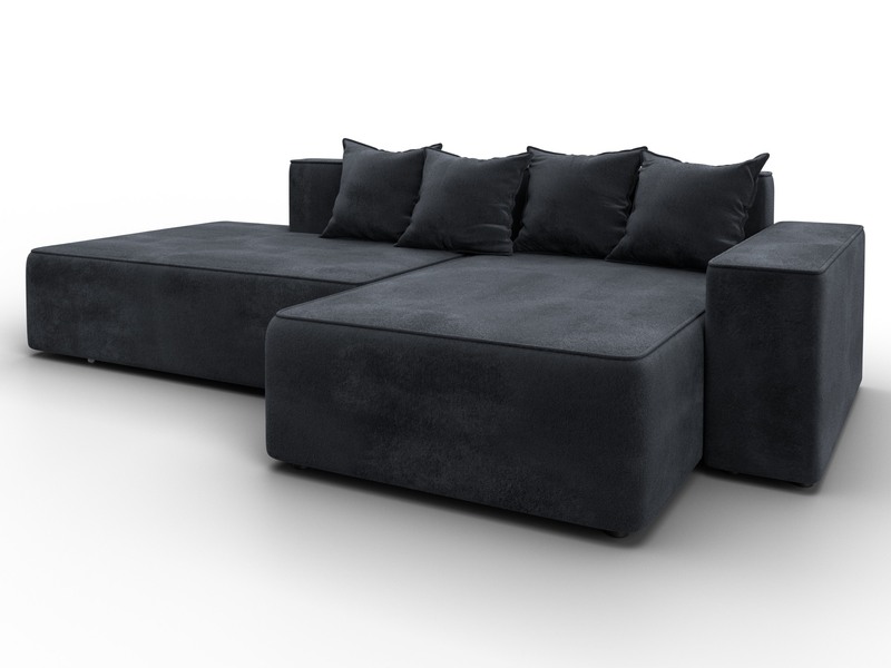 Диван угловой Лига-079 угол правый, Велюр, TOWER 11 темно-серый