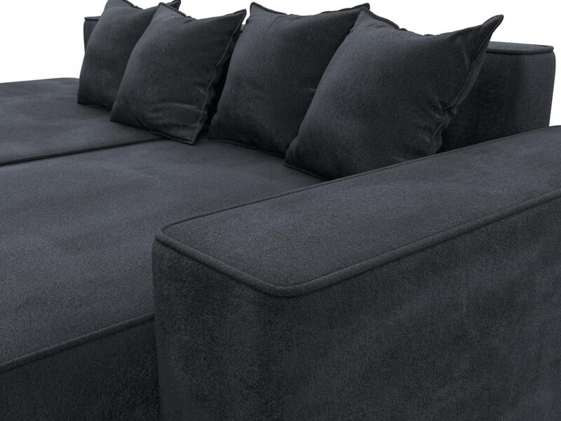 Диван угловой Лига-079 угол правый, Велюр, TOWER 11 темно-серый