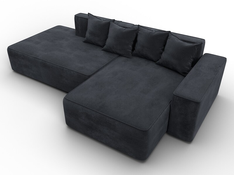 Диван угловой Лига-079 угол правый, Велюр, TOWER 11 темно-серый