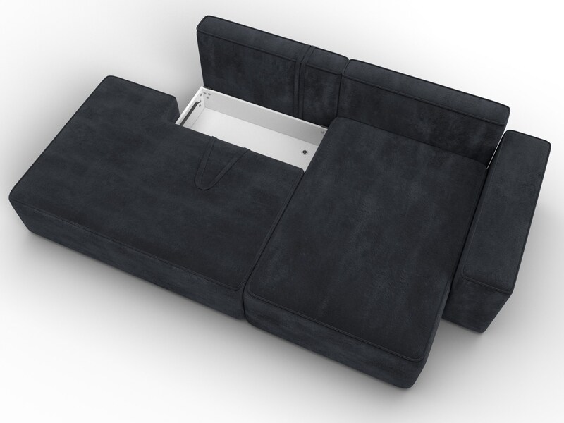 Диван угловой Лига-079 угол правый, Велюр, TOWER 11 темно-серый