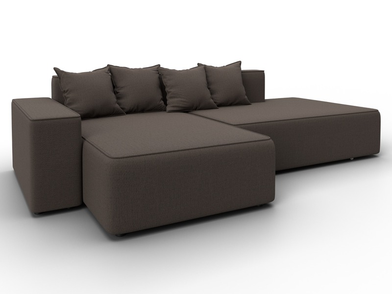 Диван угловой Лига-079 угол левый, Рогожка, Амур 05 коричневый