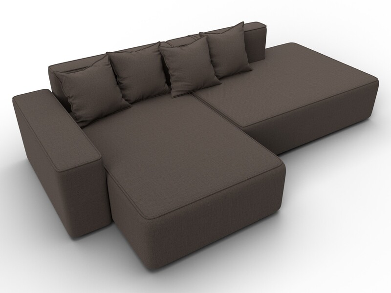 Диван угловой Лига-079 угол левый, Рогожка, Амур 05 коричневый