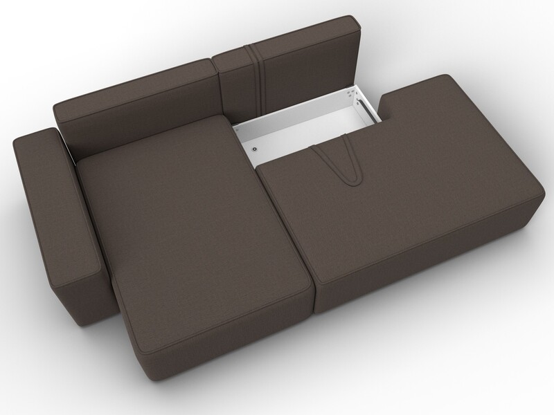 Диван угловой Лига-079 угол левый, Рогожка, Амур 05 коричневый