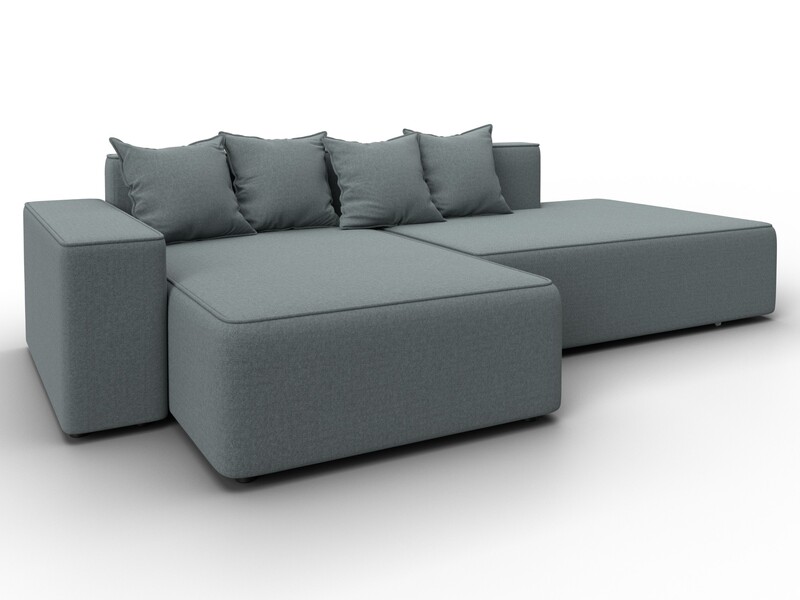 Диван угловой Лига-079 угол левый, Рогожка, Амур 07 серый