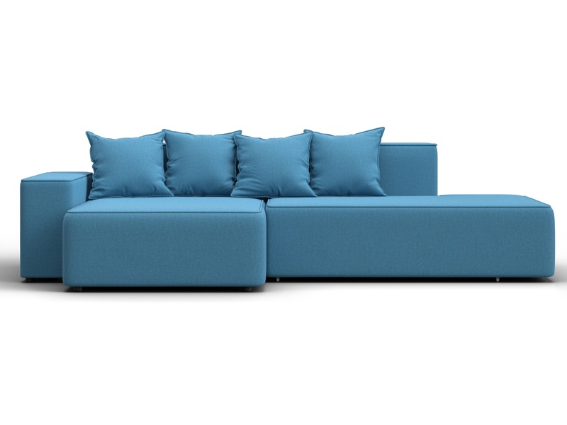 Диван угловой Лига-079 угол левый, Рогожка, Амур 10 голубой