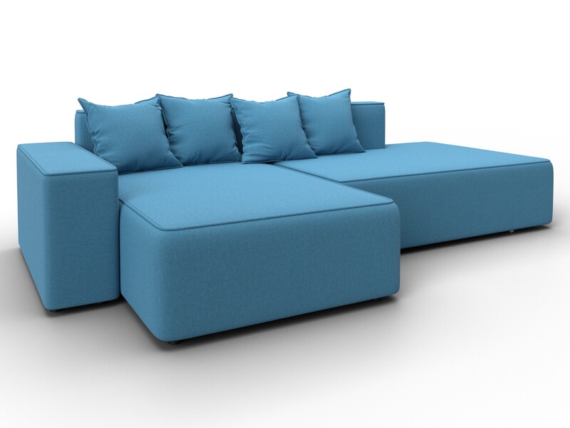 Диван угловой Лига-079 угол левый, Рогожка, Амур 10 голубой