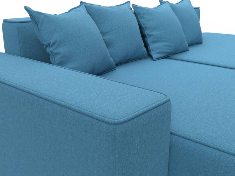 Диван угловой Лига-079 угол левый, Рогожка, Амур 10 голубой