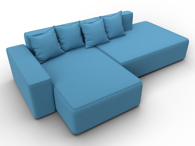 Диван угловой Лига-079 угол левый, Рогожка, Амур 10 голубой