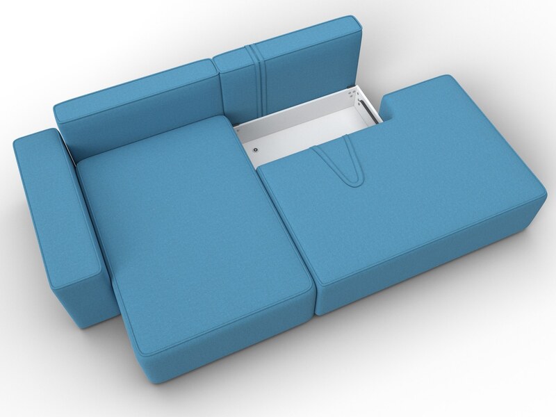 Диван угловой Лига-079 угол левый, Рогожка, Амур 10 голубой