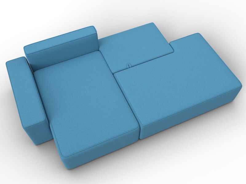 Диван угловой Лига-079 угол левый, Рогожка, Амур 10 голубой