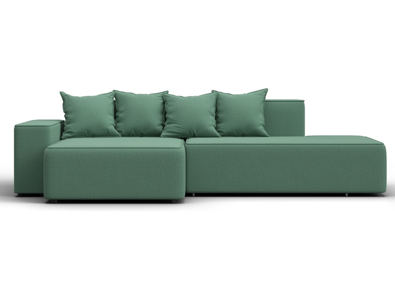 Диван угловой Лига-079 угол левый, Рогожка, Амур 11 зеленый