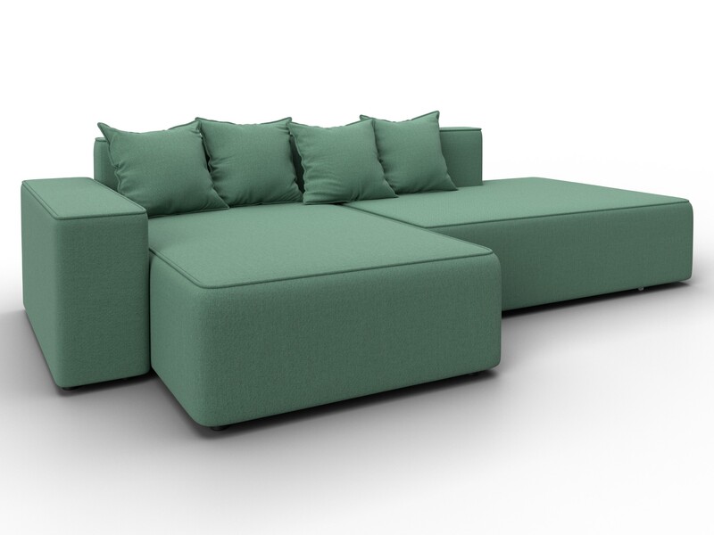 Диван угловой Лига-079 угол левый, Рогожка, Амур 11 зеленый