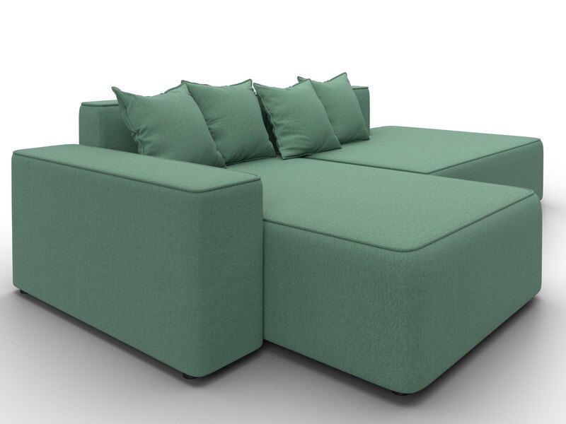 Диван угловой Лига-079 угол левый, Рогожка, Амур 11 зеленый