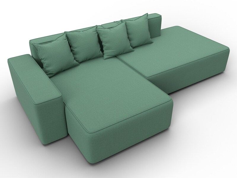 Диван угловой Лига-079 угол левый, Рогожка, Амур 11 зеленый