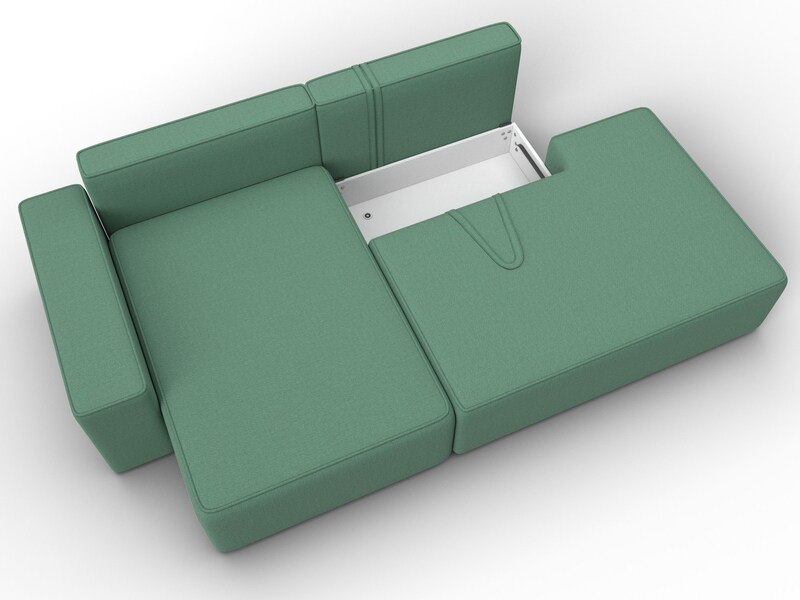 Диван угловой Лига-079 угол левый, Рогожка, Амур 11 зеленый