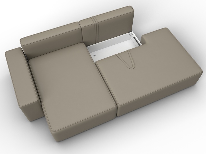 Диван угловой Лига-079 угол левый, Экокожа, GRIFON 04 бежевый