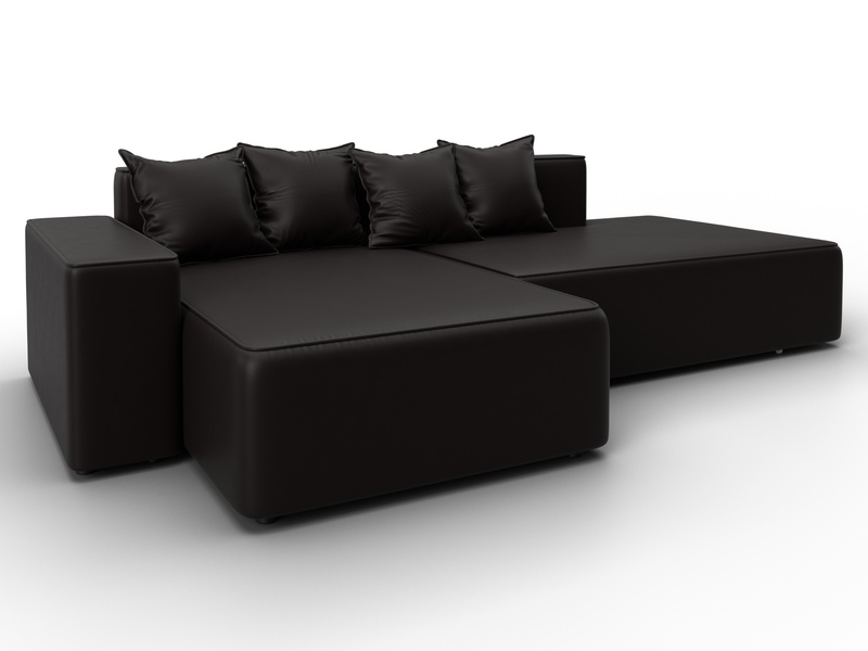 Диван угловой Лига-079 угол левый, Экокожа, GRIFON 12 коричневый