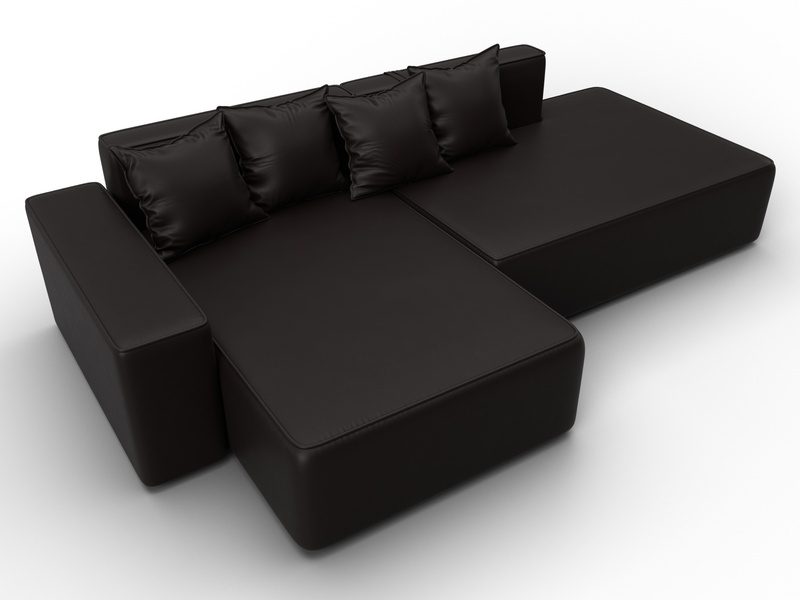 Диван угловой Лига-079 угол левый, Экокожа, GRIFON 12 коричневый