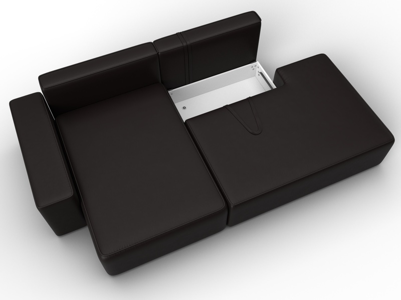 Диван угловой Лига-079 угол левый, Экокожа, GRIFON 12 коричневый