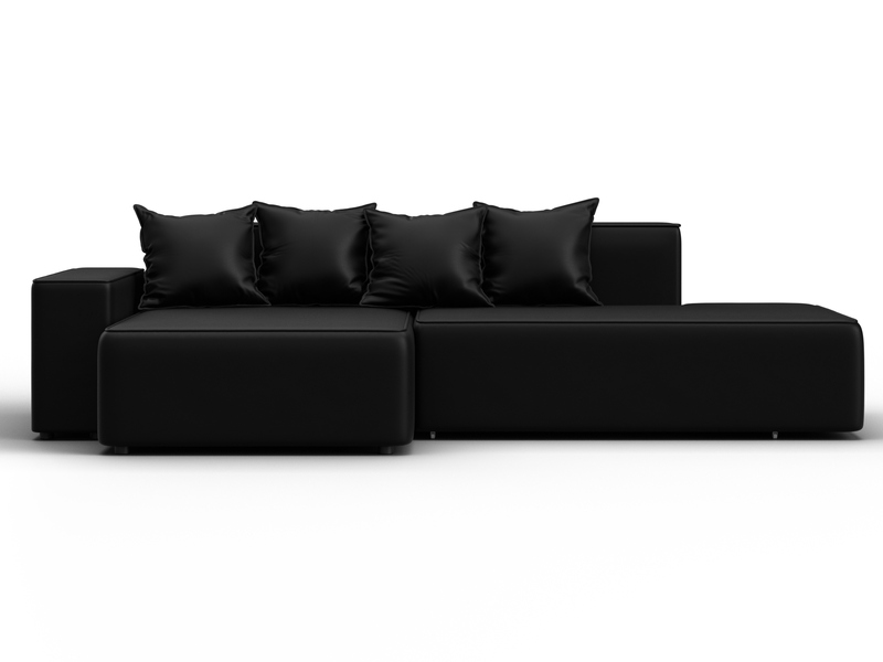 Диван угловой Лига-079 угол левый, Экокожа, GRIFON 18 черный