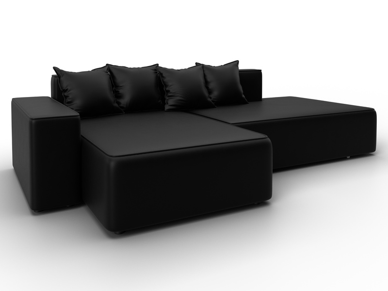 Диван угловой Лига-079 угол левый, Экокожа, GRIFON 18 черный