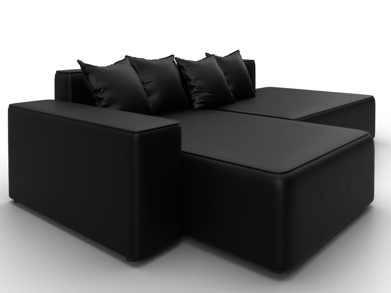 Диван угловой Лига-079 угол левый, Экокожа, GRIFON 18 черный