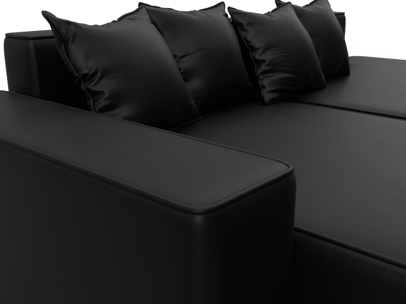 Диван угловой Лига-079 угол левый, Экокожа, GRIFON 18 черный