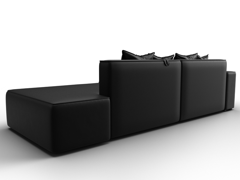 Диван угловой Лига-079 угол левый, Экокожа, GRIFON 18 черный