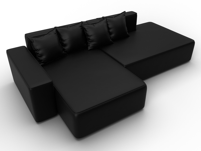 Диван угловой Лига-079 угол левый, Экокожа, GRIFON 18 черный