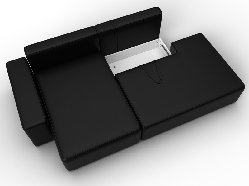 Диван угловой Лига-079 угол левый, Экокожа, GRIFON 18 черный