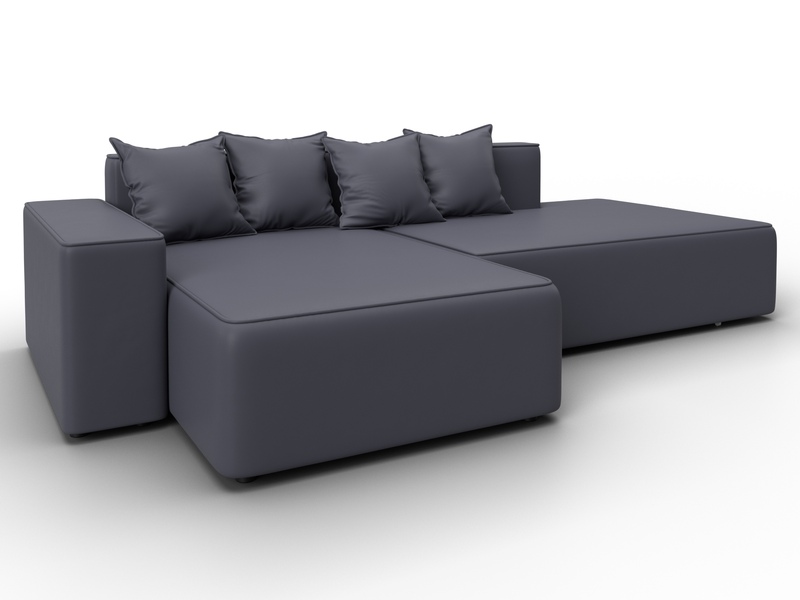 Диван угловой Лига-079 угол левый, Экокожа, GRIFON 15 серый