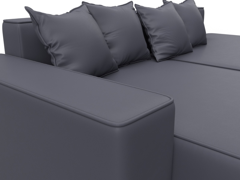 Диван угловой Лига-079 угол левый, Экокожа, GRIFON 15 серый