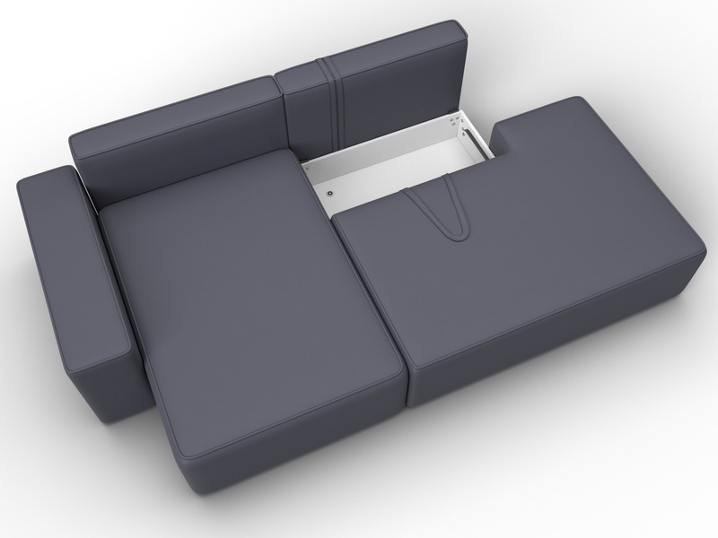 Диван угловой Лига-079 угол левый, Экокожа, GRIFON 15 серый