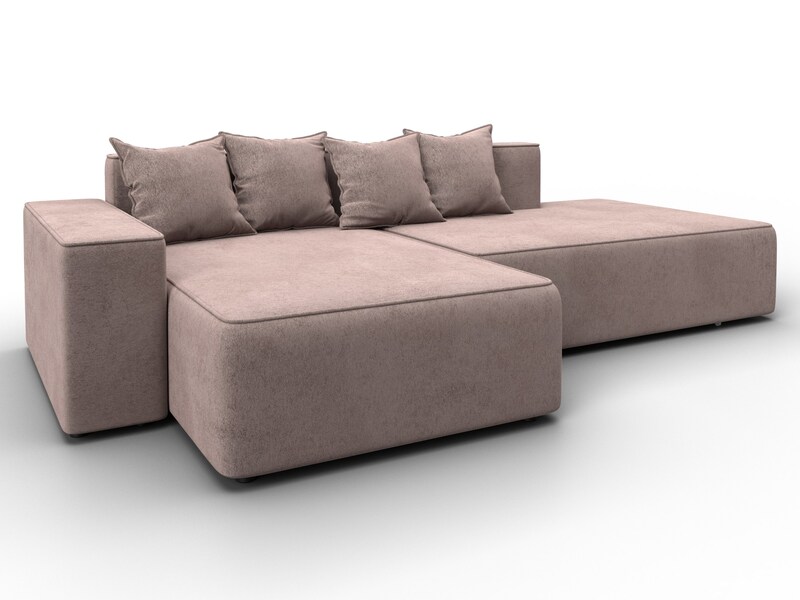 Диван угловой Лига-079 угол левый, Велюр, TOWER 05 бежевый