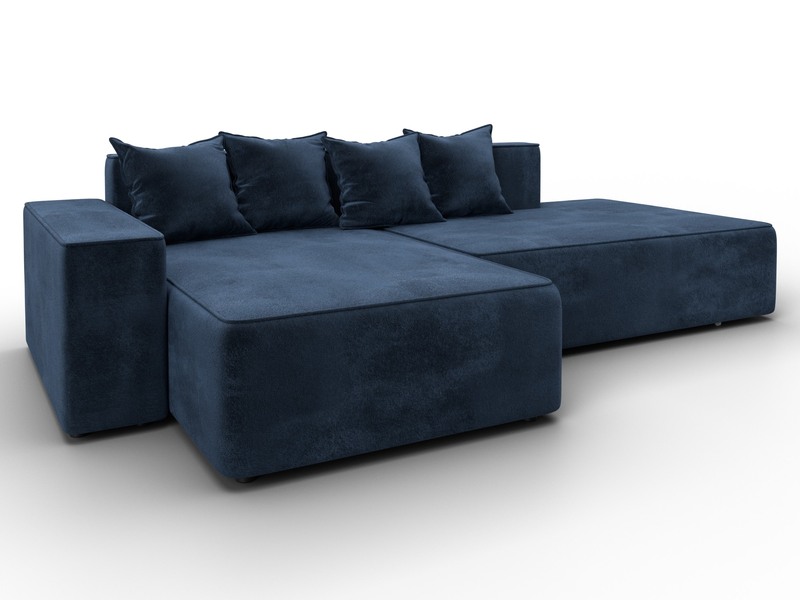 Диван угловой Лига-079 угол левый, Велюр, TOWER 13 синий