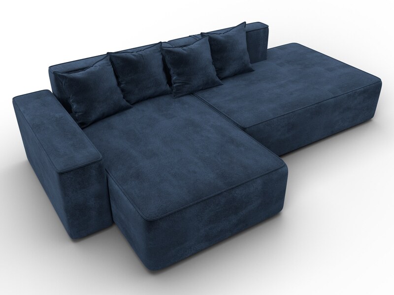 Диван угловой Лига-079 угол левый, Велюр, TOWER 13 синий