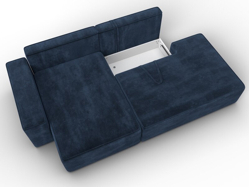 Диван угловой Лига-079 угол левый, Велюр, TOWER 13 синий