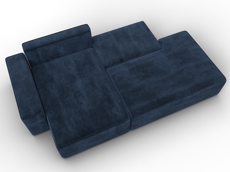 Диван угловой Лига-079 угол левый, Велюр, TOWER 13 синий