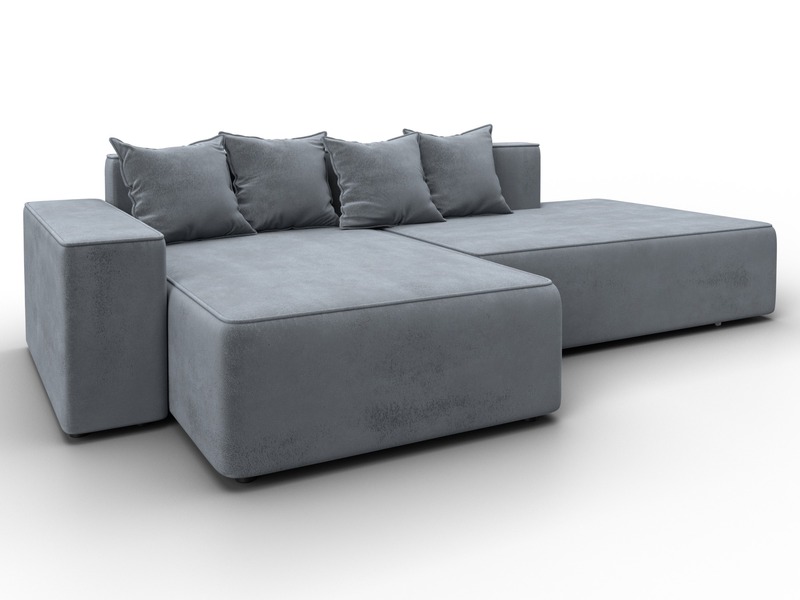 Диван угловой Лига-079 угол левый, Велюр, TOWER 10 серый