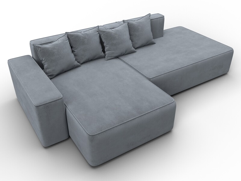 Диван угловой Лига-079 угол левый, Велюр, TOWER 10 серый