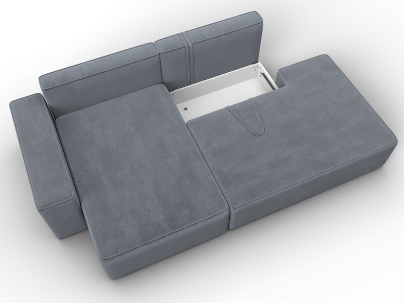 Диван угловой Лига-079 угол левый, Велюр, TOWER 10 серый