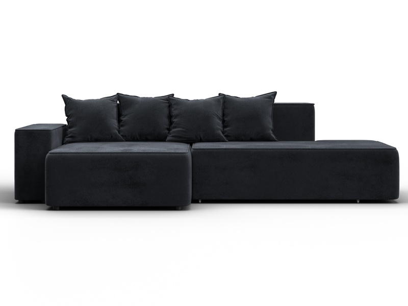 Диван угловой Лига-079 угол левый, Велюр, TOWER 11 темно-серый