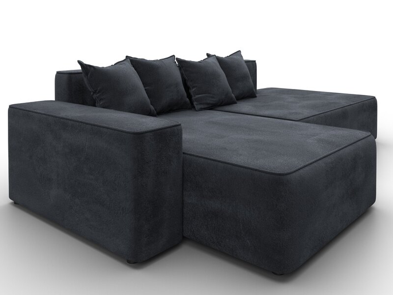 Диван угловой Лига-079 угол левый, Велюр, TOWER 11 темно-серый