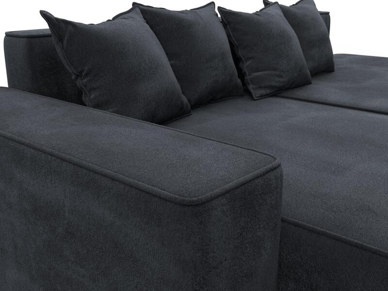 Диван угловой Лига-079 угол левый, Велюр, TOWER 11 темно-серый