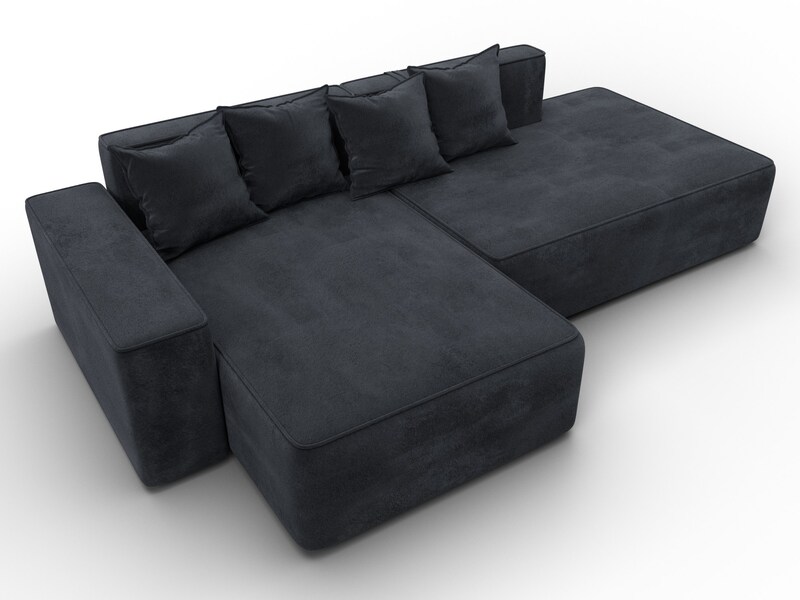 Диван угловой Лига-079 угол левый, Велюр, TOWER 11 темно-серый