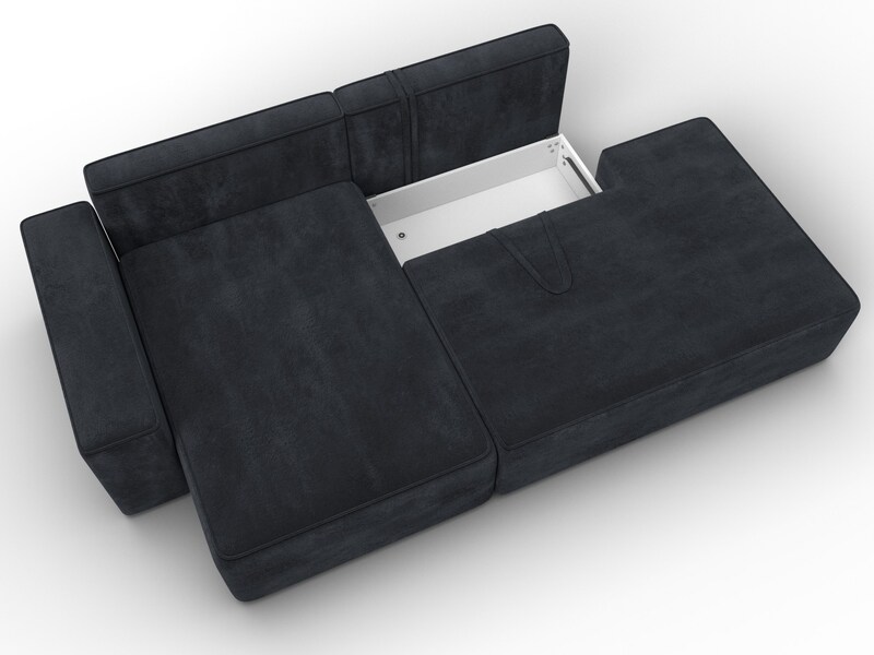 Диван угловой Лига-079 угол левый, Велюр, TOWER 11 темно-серый