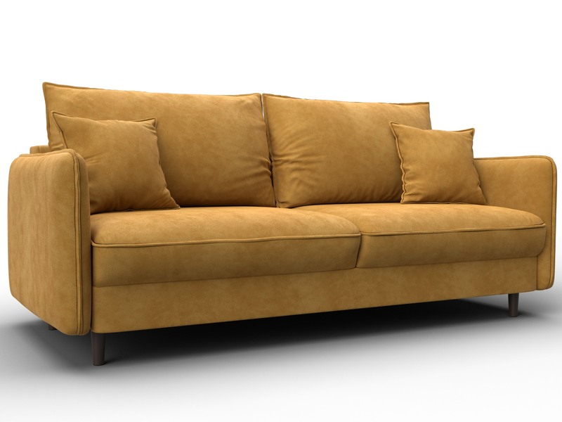 Диван прямой Лига-064 НПБ, Велюр, BRUT 10 желтый